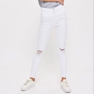 TOPSHOP JAMIE WHITE RIPPED SKINNY JEANS
